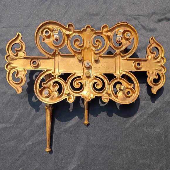 HOMCO Candelabra Gold 3 Arm Candle Holder MCM Hollywood Regency Gothic VIntage - Picture 10 of 13